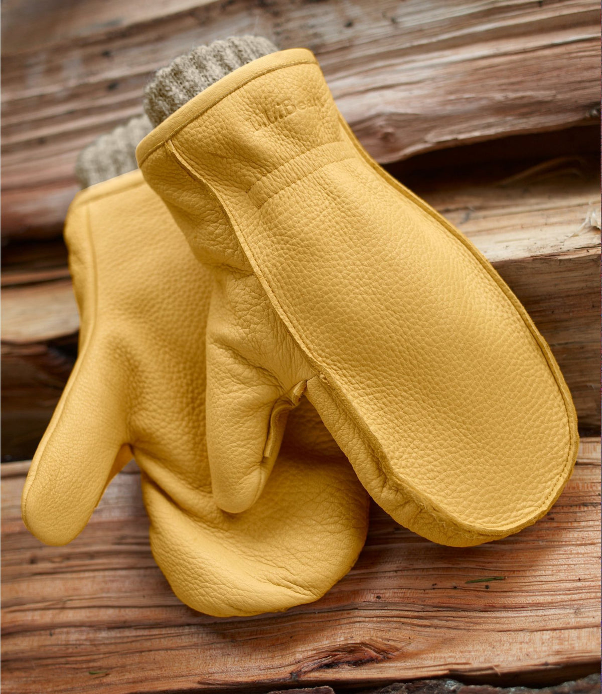 L.L.Bean Men's Buckskin Chopper Mitts Brown