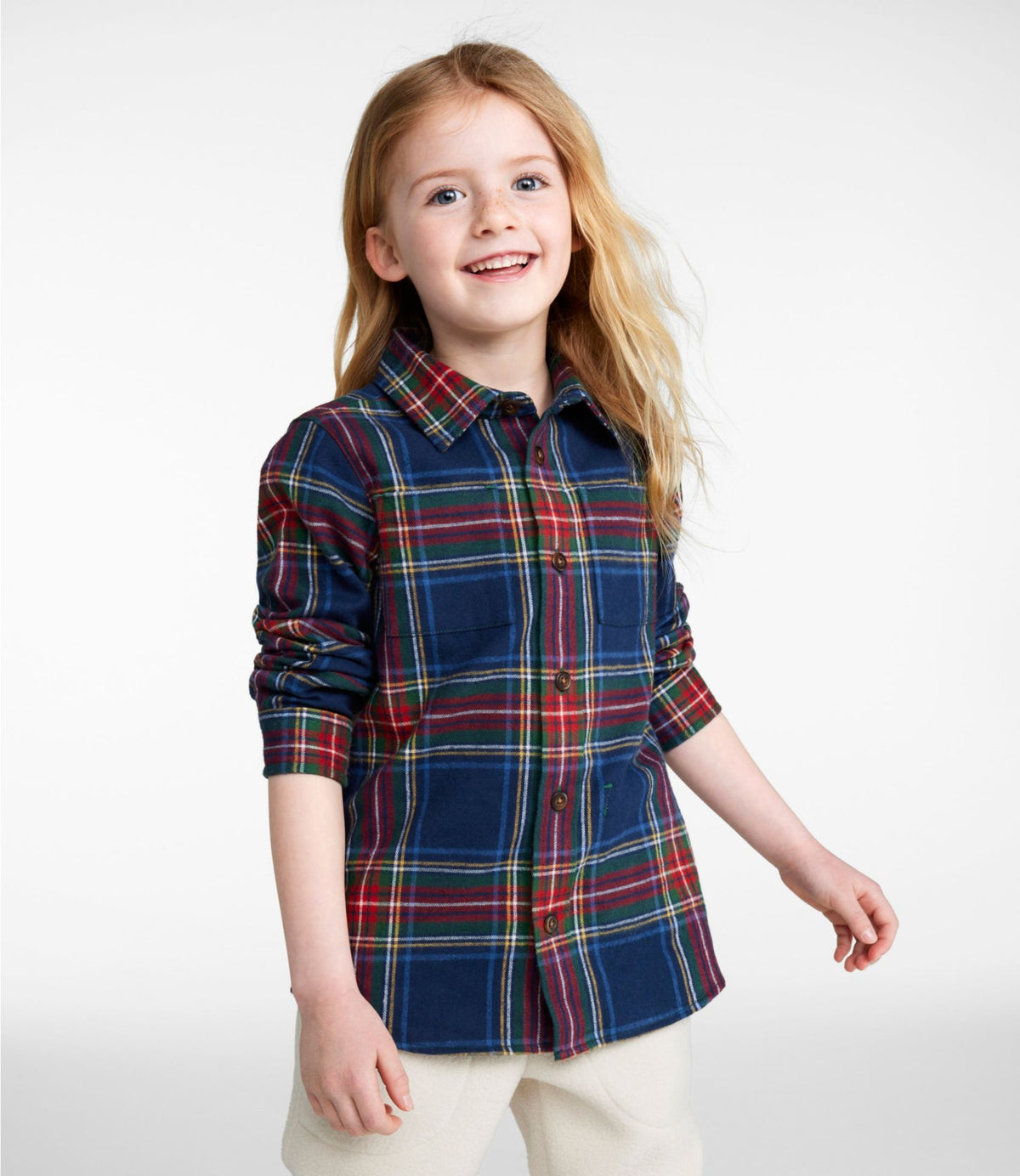 L.L.Bean Kids' Scotch Plaid Flannel Shirt Antique Royal Stewart