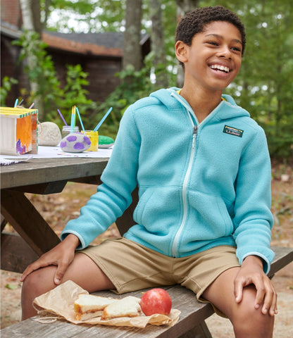 L.L.Bean Kids' Mountain Classic Fleece, Hooded Deep Lake