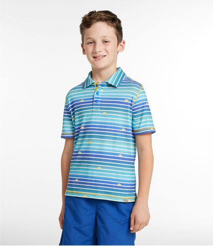 L.L.Bean Kids' Everyday SunSmart® Polo, Print Cool Blue