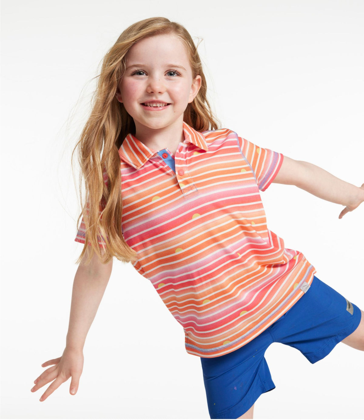 L.L.Bean Kids' Everyday SunSmart® Polo, Print Cool Blue