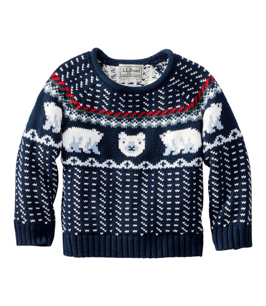 L.L.Bean Infants' and Toddlers' Cotton Rollneck Sweater Classic Navy Polar Fairisle