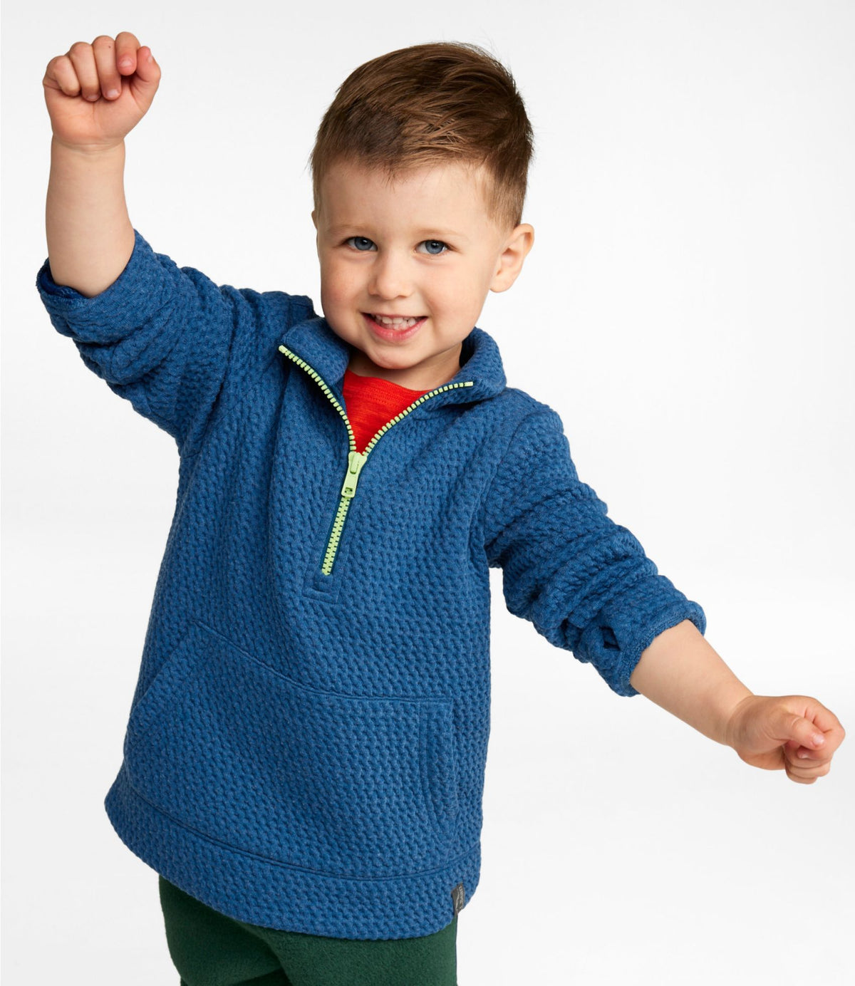 L.L.Bean Toddlers' Ridgeknit Pullover, Glow-in-the-Dark Quarter-Zip Dark Marine Blue
