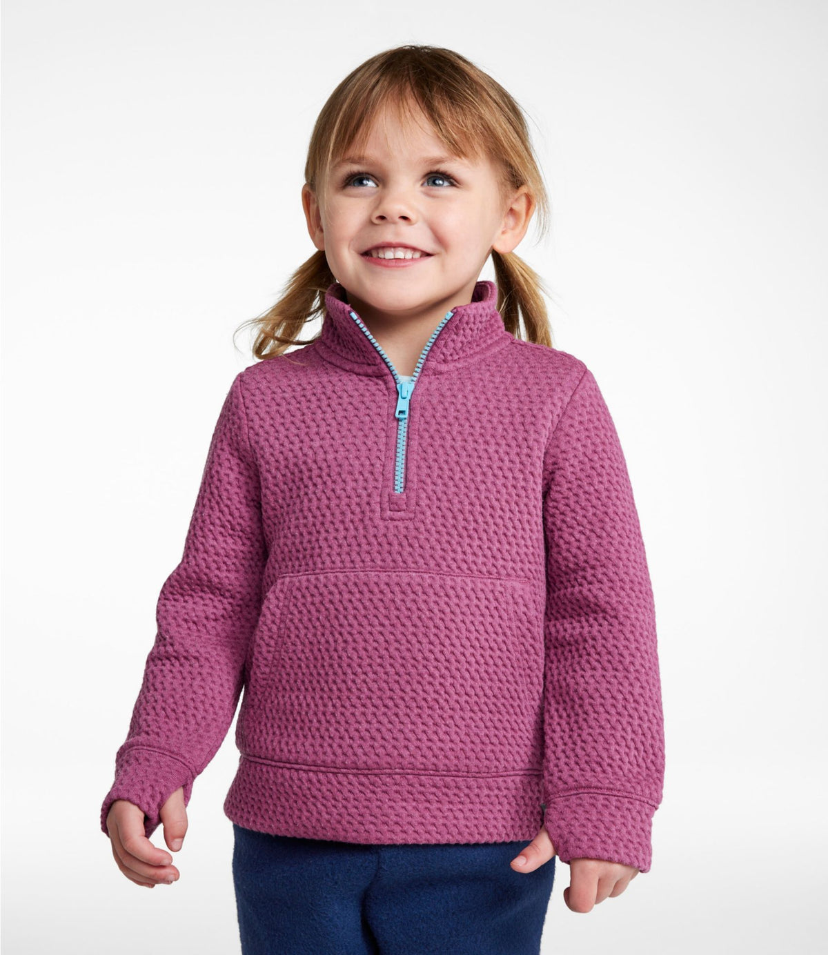 L.L.Bean Toddlers' Ridgeknit Pullover, Glow-in-the-Dark Quarter-Zip Dark Marine Blue