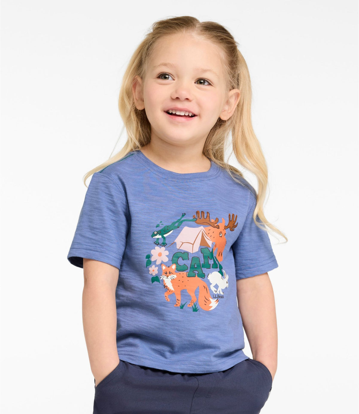 L.L.Bean Toddlers' Graphic Tee, Short-Sleeve Glow-In-The-Dark Deep Lake Wildlife Camp