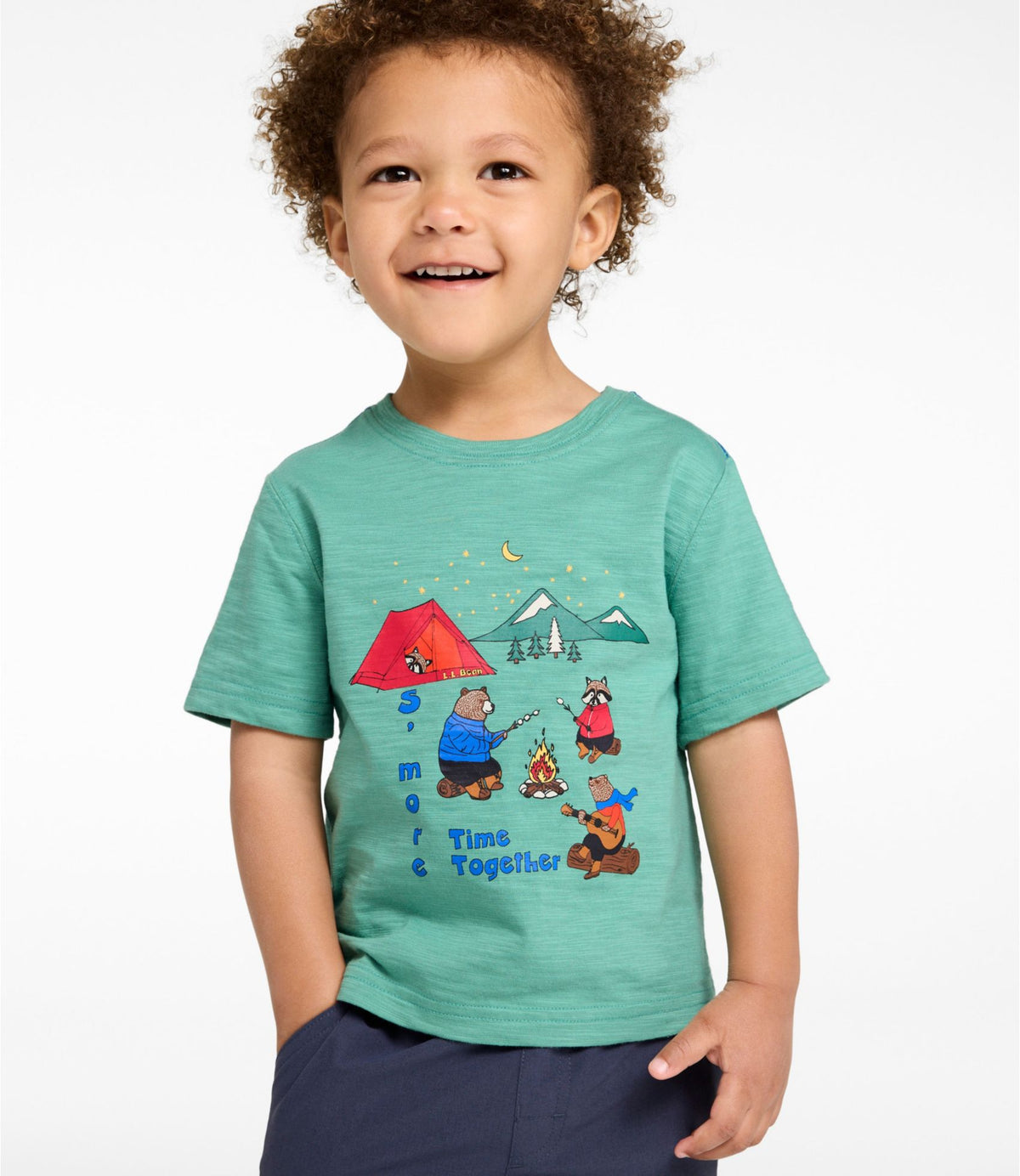 L.L.Bean Toddlers' Graphic Tee, Short-Sleeve Glow-In-The-Dark Deep Lake Wildlife Camp