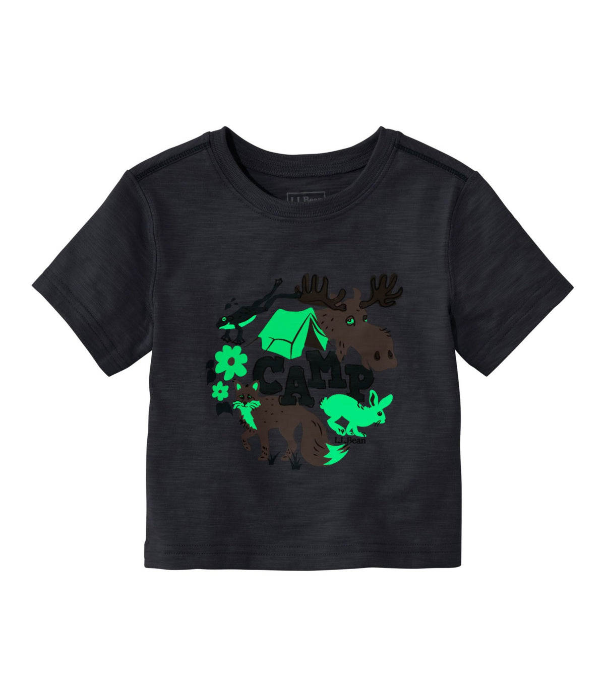 L.L.Bean Toddlers' Graphic Tee, Short-Sleeve Glow-In-The-Dark Deep Lake Wildlife Camp