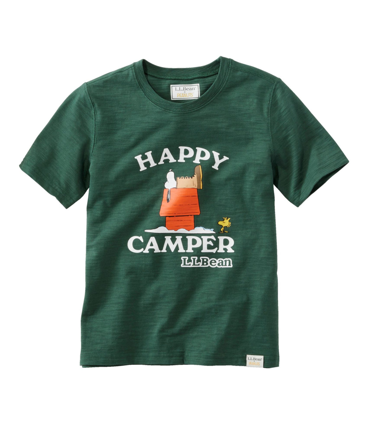 L.L.Bean Kids' L.L.Bean x Peanuts Short-Sleeve Tee Camp Green