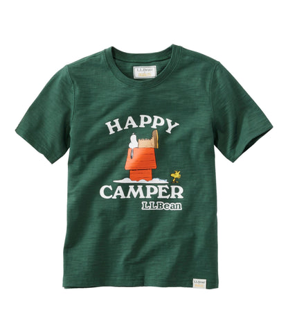 L.L.Bean Kids' L.L.Bean x Peanuts Short-Sleeve Tee Camp Green