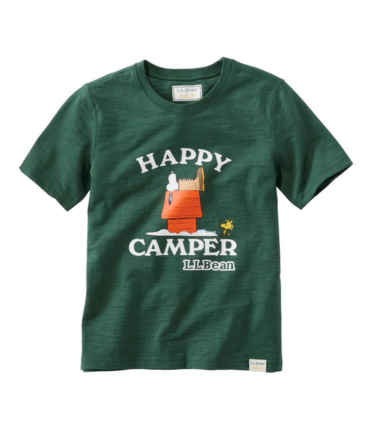 L.L.Bean Kids' L.L.Bean x Peanuts Short-Sleeve Tee Camp Green