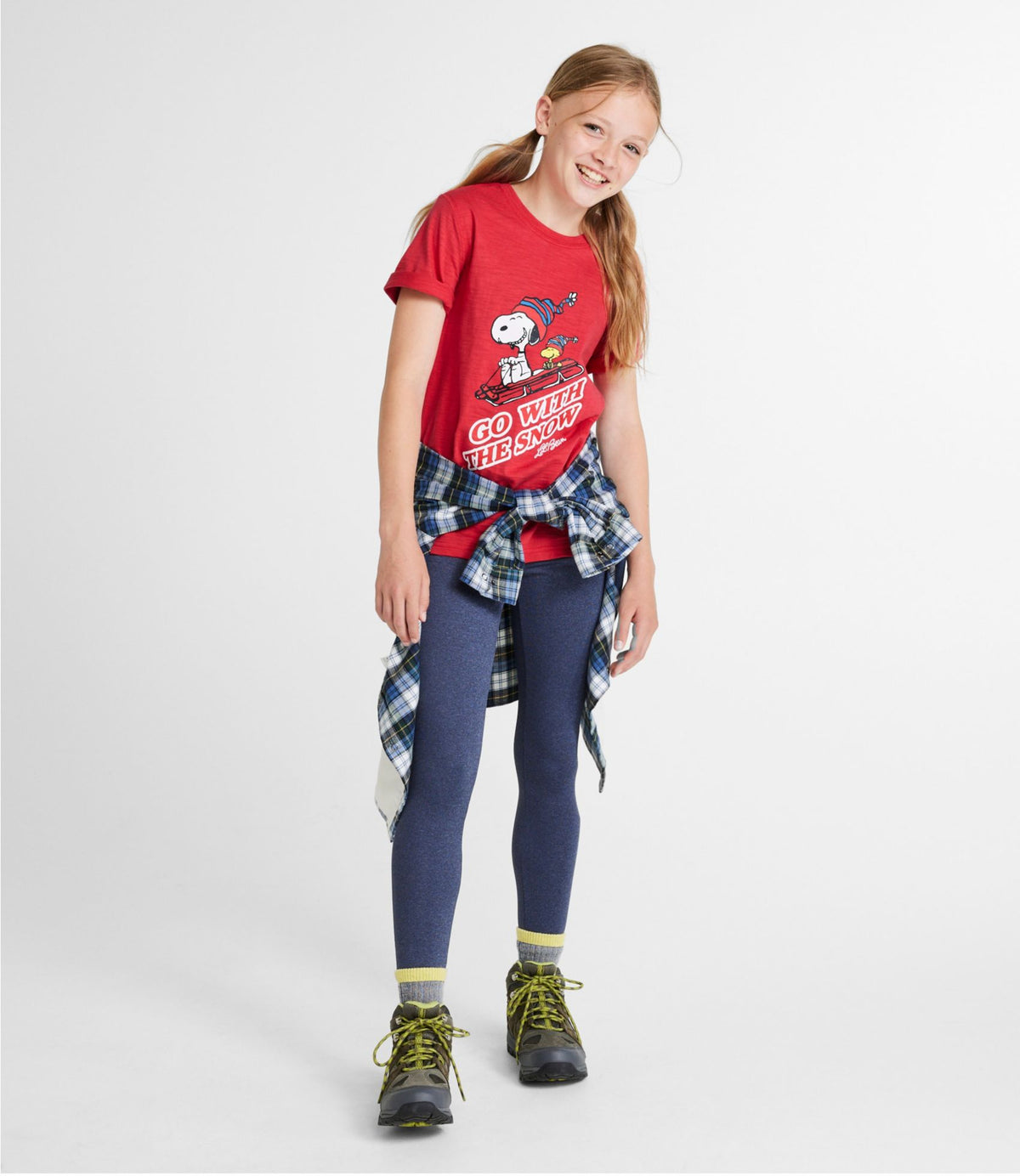 L.L.Bean Kids' L.L.Bean x Peanuts Short-Sleeve Tee Camp Green
