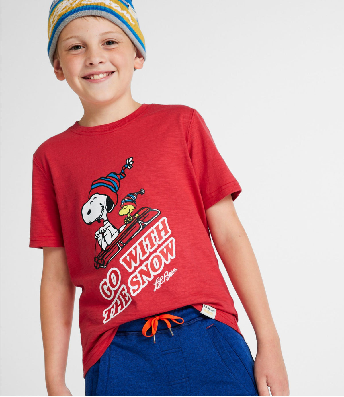 L.L.Bean Kids' L.L.Bean x Peanuts Short-Sleeve Tee Camp Green