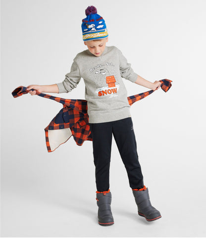 L.L.Bean Kids' L.L.Bean x Peanuts Crew Sweatshirt Deep Red Buffalo
