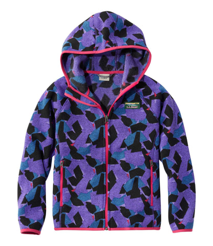 L.L.Bean Kids' L.L.Bean Sweater Fleece, Hooded Print Peak Purple Camo