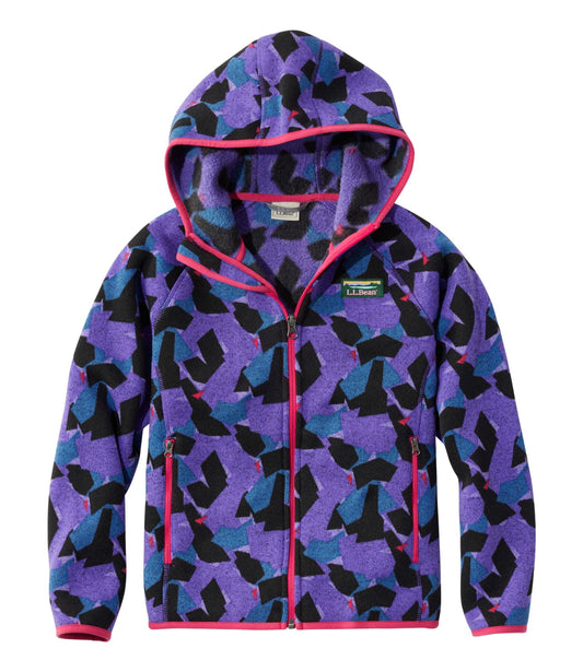 L.L.Bean Kids' L.L.Bean Sweater Fleece, Hooded Print Peak Purple Camo