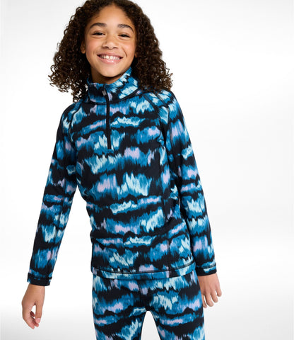 L.L.Bean Little Kids' Wicked Warm Long Underwear, Expedition-Weight Print Top Aurora Print