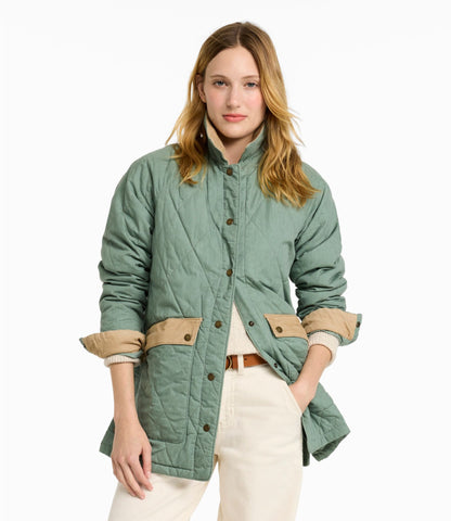 L.L.Bean Women's Insulated Quilted Field Coat Faded Sage