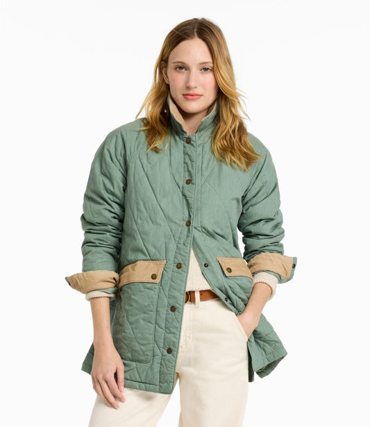 L.L.Bean Women's Insulated Quilted Field Coat Faded Sage