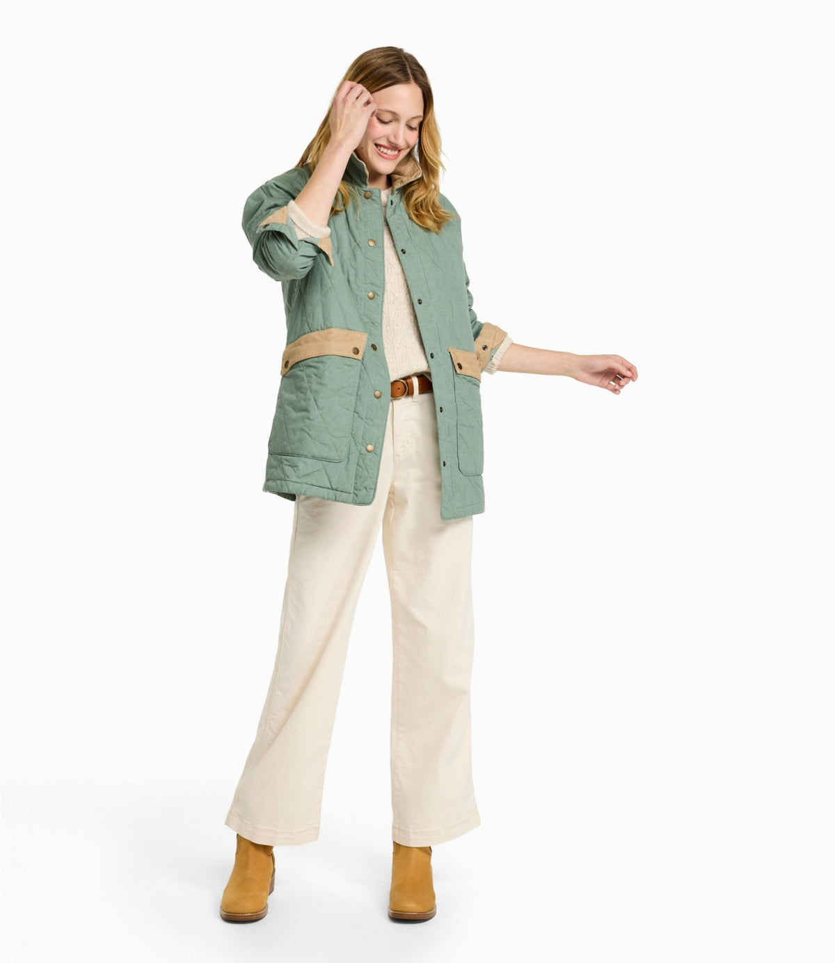 L.L.Bean Women's Insulated Quilted Field Coat Faded Sage