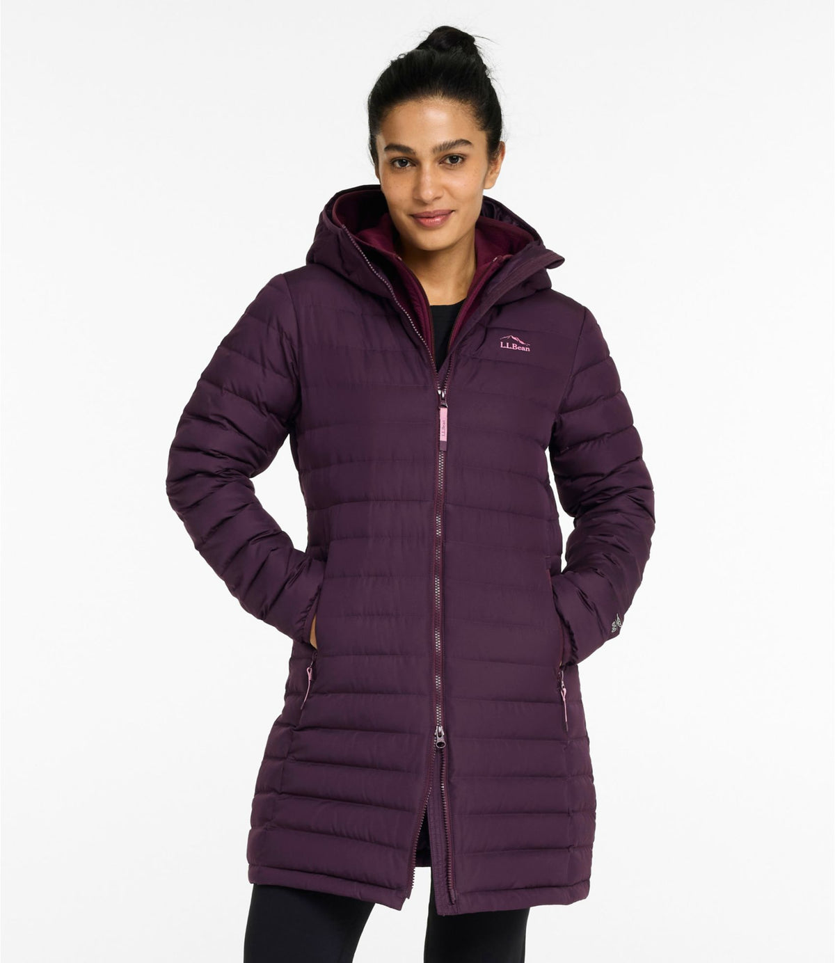 L.L.Bean Women's Access Down Hooded Coat Eggplant