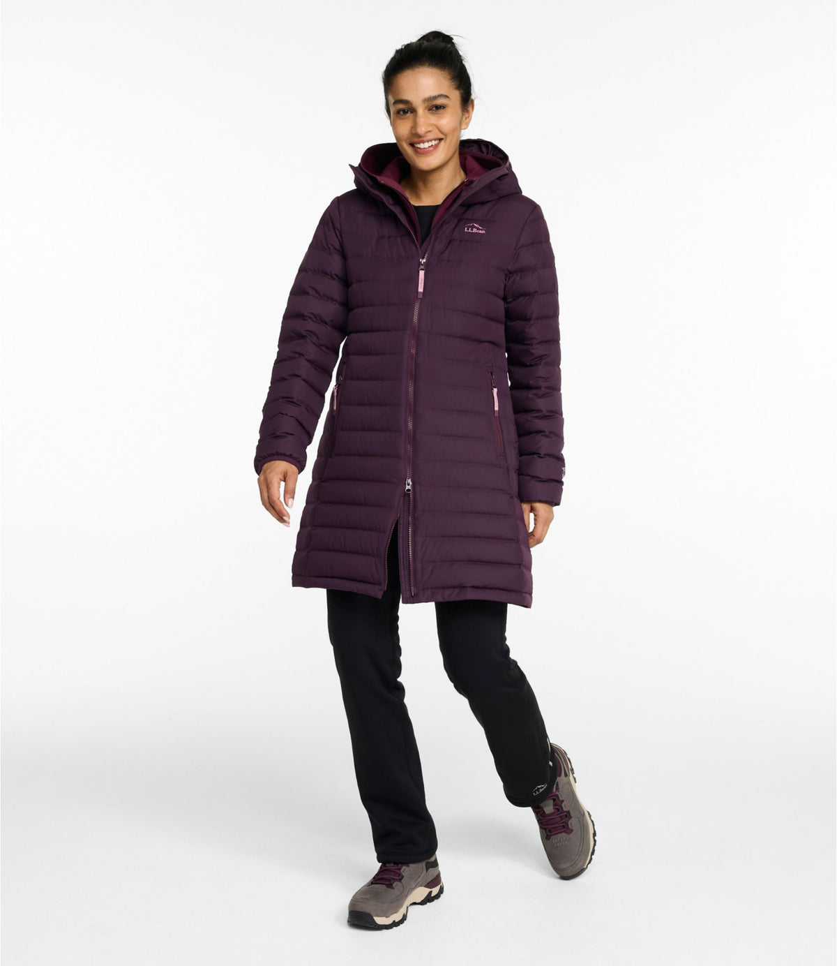 L.L.Bean Women's Access Down Hooded Coat Eggplant