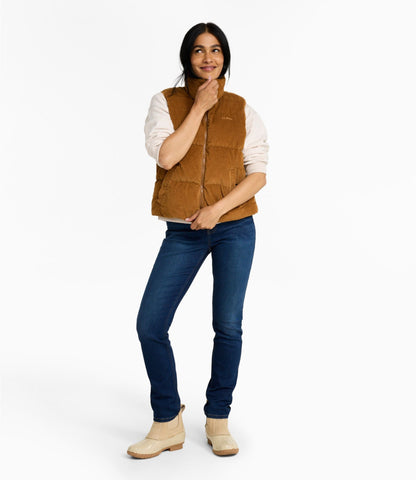 L.L.Bean Women's Mountain Classic Down Vest, Cropped Corduroy Saddle