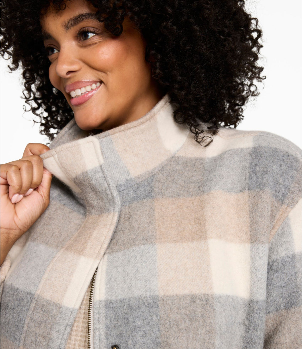 L.L.Bean Women's Bean's Boiled Wool Coat, Plaid Oatmeal Heather Plaid
