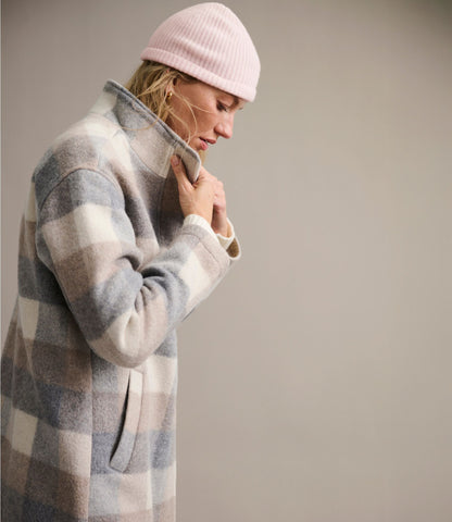 L.L.Bean Women's Bean's Boiled Wool Coat, Plaid Oatmeal Heather Plaid