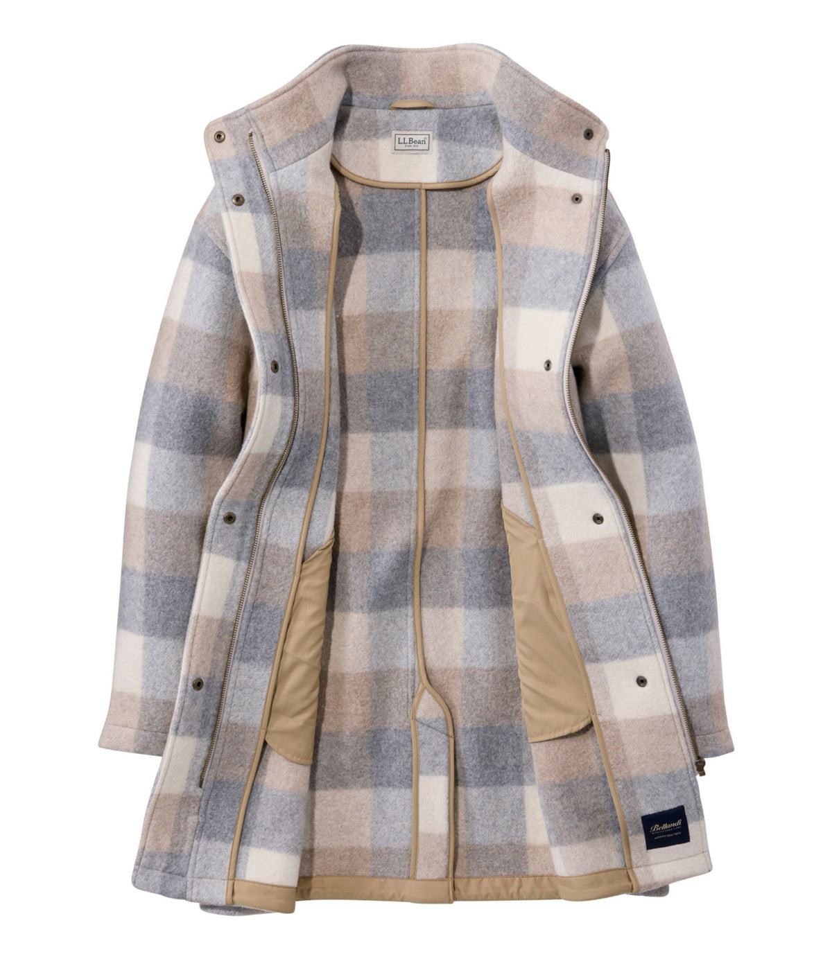 L.L.Bean Women's Bean's Boiled Wool Coat, Plaid Oatmeal Heather Plaid