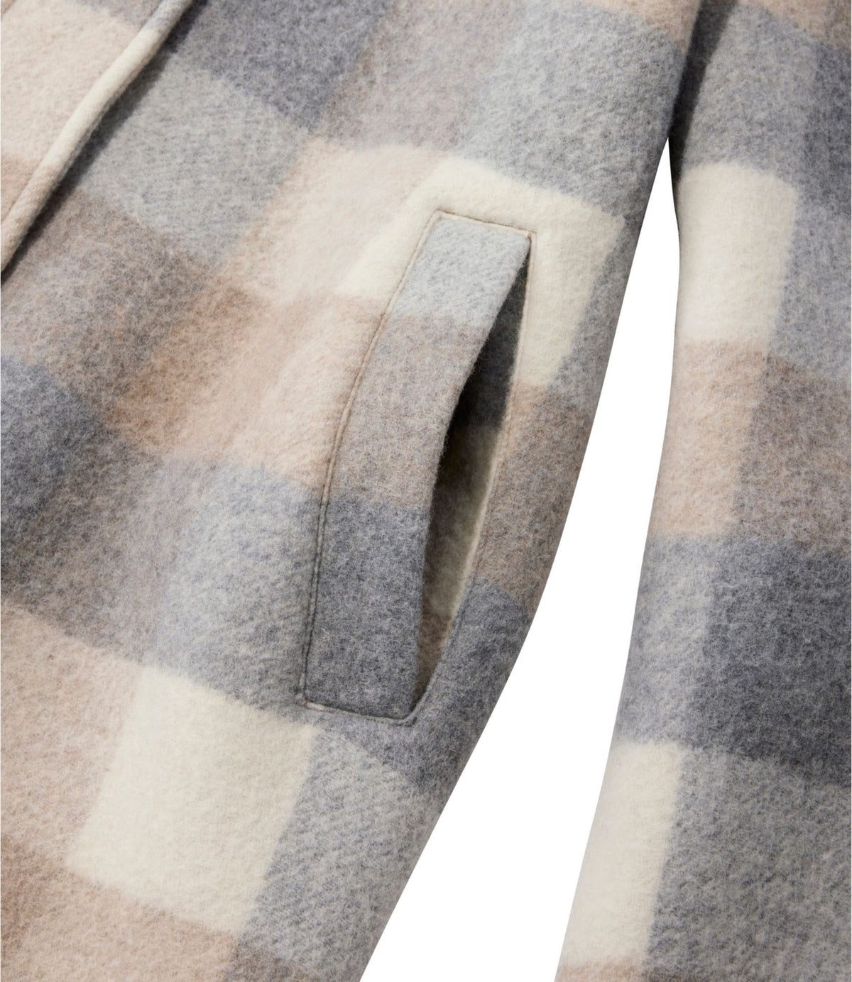 L.L.Bean Women's Bean's Boiled Wool Coat, Plaid Oatmeal Heather Plaid
