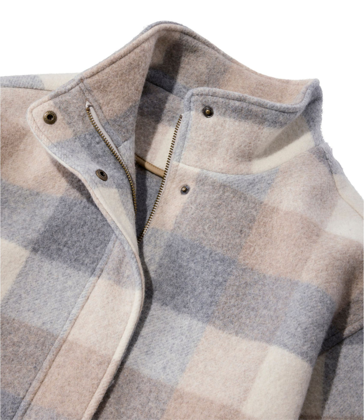 L.L.Bean Women's Bean's Boiled Wool Coat, Plaid Oatmeal Heather Plaid
