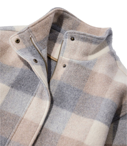L.L.Bean Women's Bean's Boiled Wool Coat, Plaid Oatmeal Heather Plaid