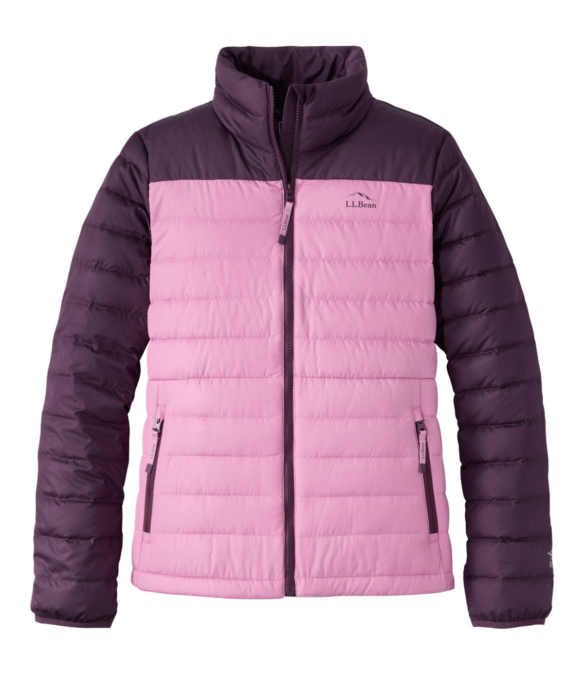 L.L.Bean Women's Access Down Puffer, Colorblock Eggplant/Iced Orchid