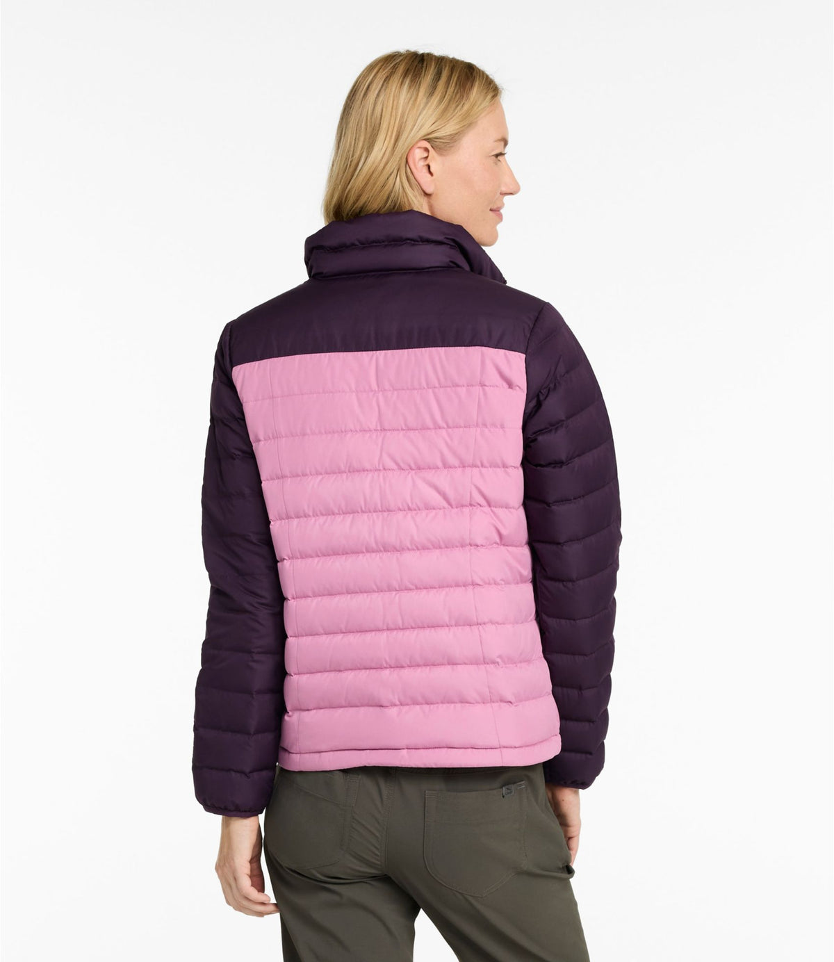 L.L.Bean Women's Access Down Puffer, Colorblock Eggplant/Iced Orchid