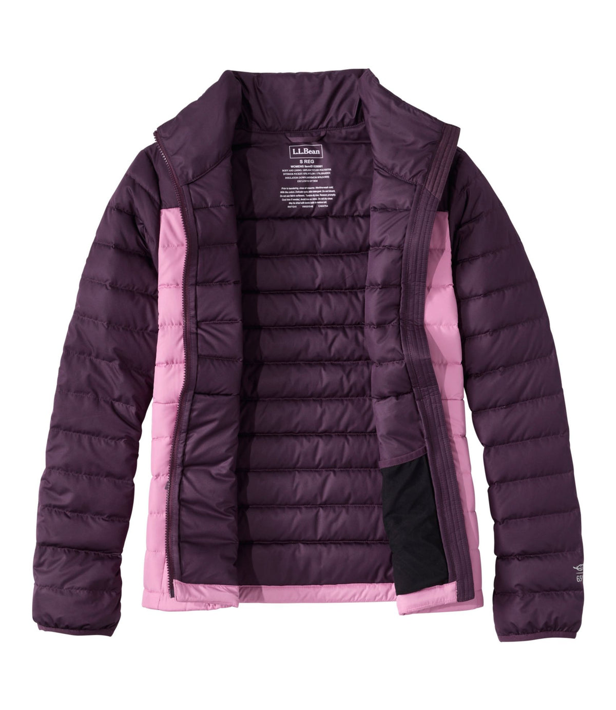 L.L.Bean Women's Access Down Puffer, Colorblock Eggplant/Iced Orchid