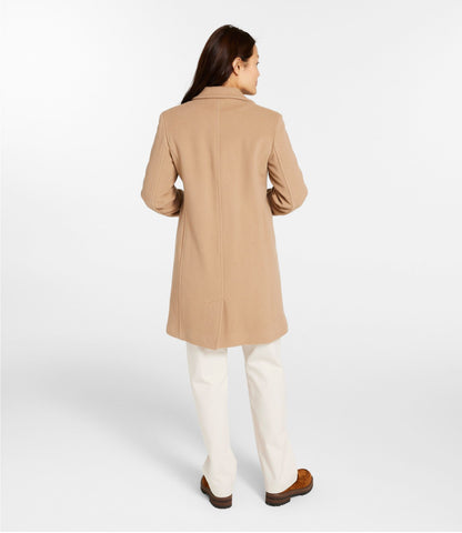 L.L.Bean Women's Classic Lambswool Polo Coat, Three-Quarter Length Camel