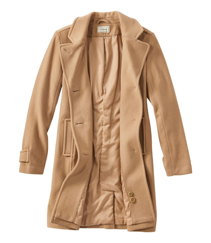 L.L.Bean Women's Classic Lambswool Polo Coat, Three-Quarter Length Camel