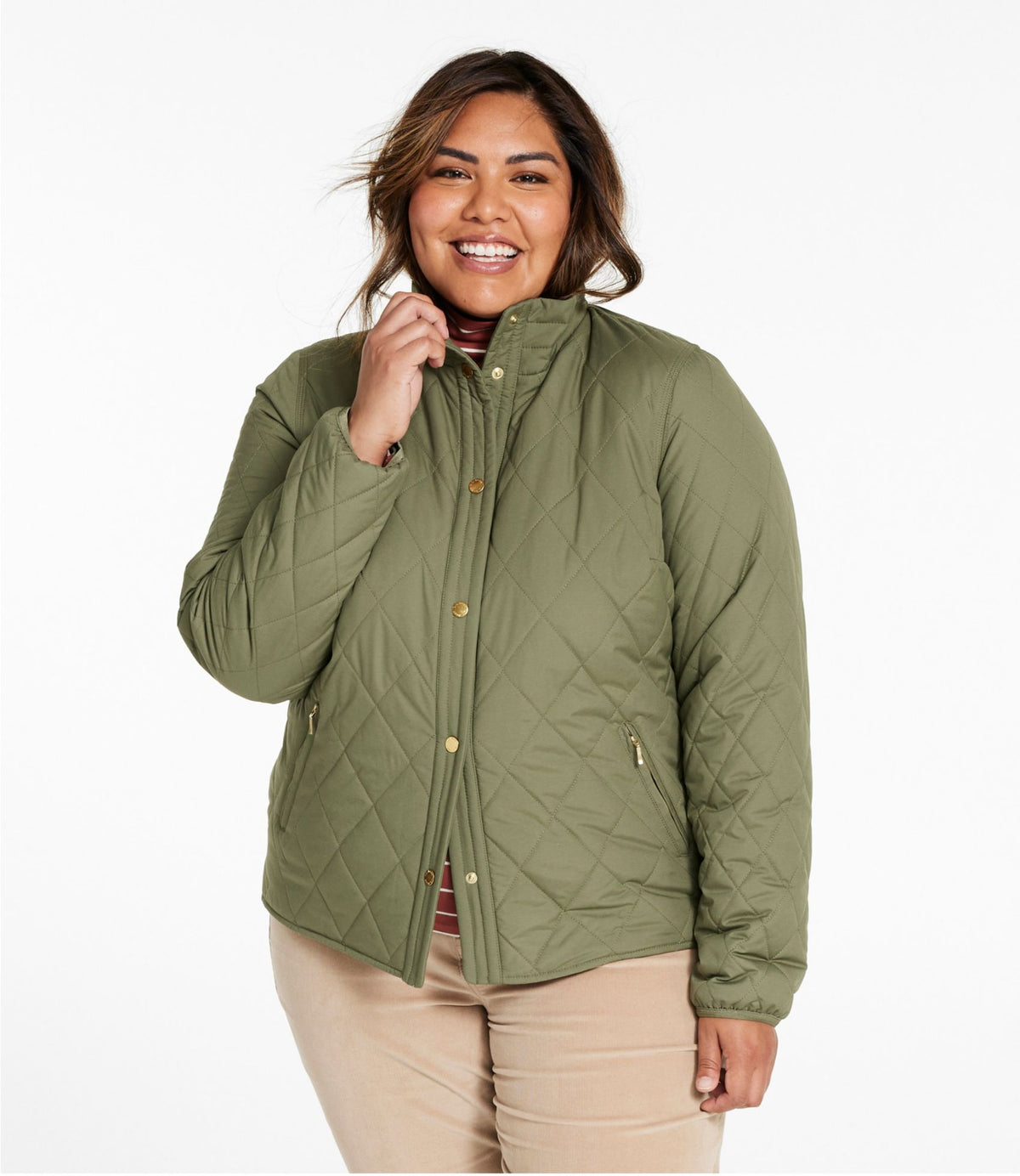 L.L.Bean Women's Bean's Cozy Quilted Jacket Deep Olive
