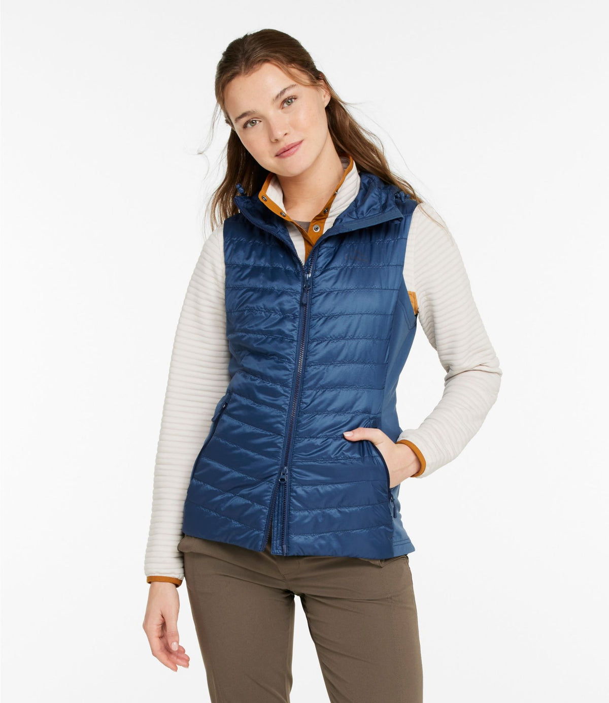 L.L.Bean Women's PrimaLoft Packaway Long Vest Bright Mariner