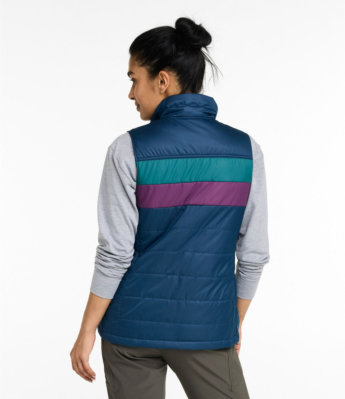 L.L.Bean Women's Mountain Classic Puffer Vest, Colorblock Mariner Blue/Shade Teal
