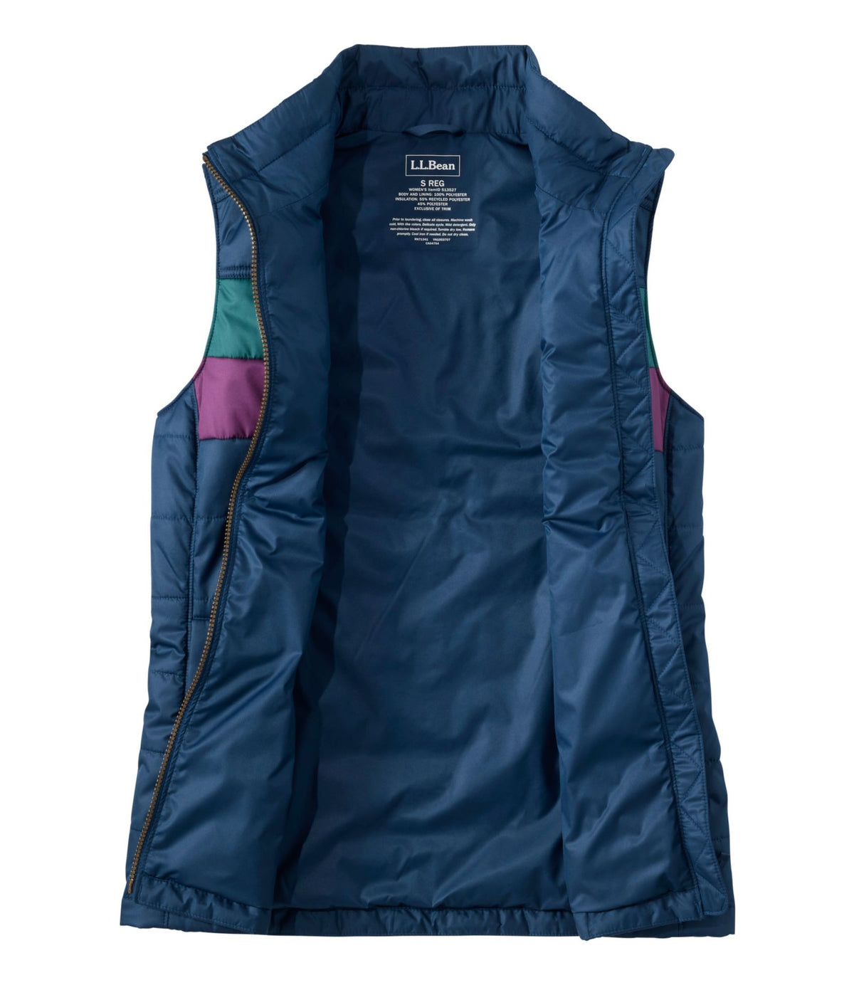L.L.Bean Women's Mountain Classic Puffer Vest, Colorblock Mariner Blue/Shade Teal