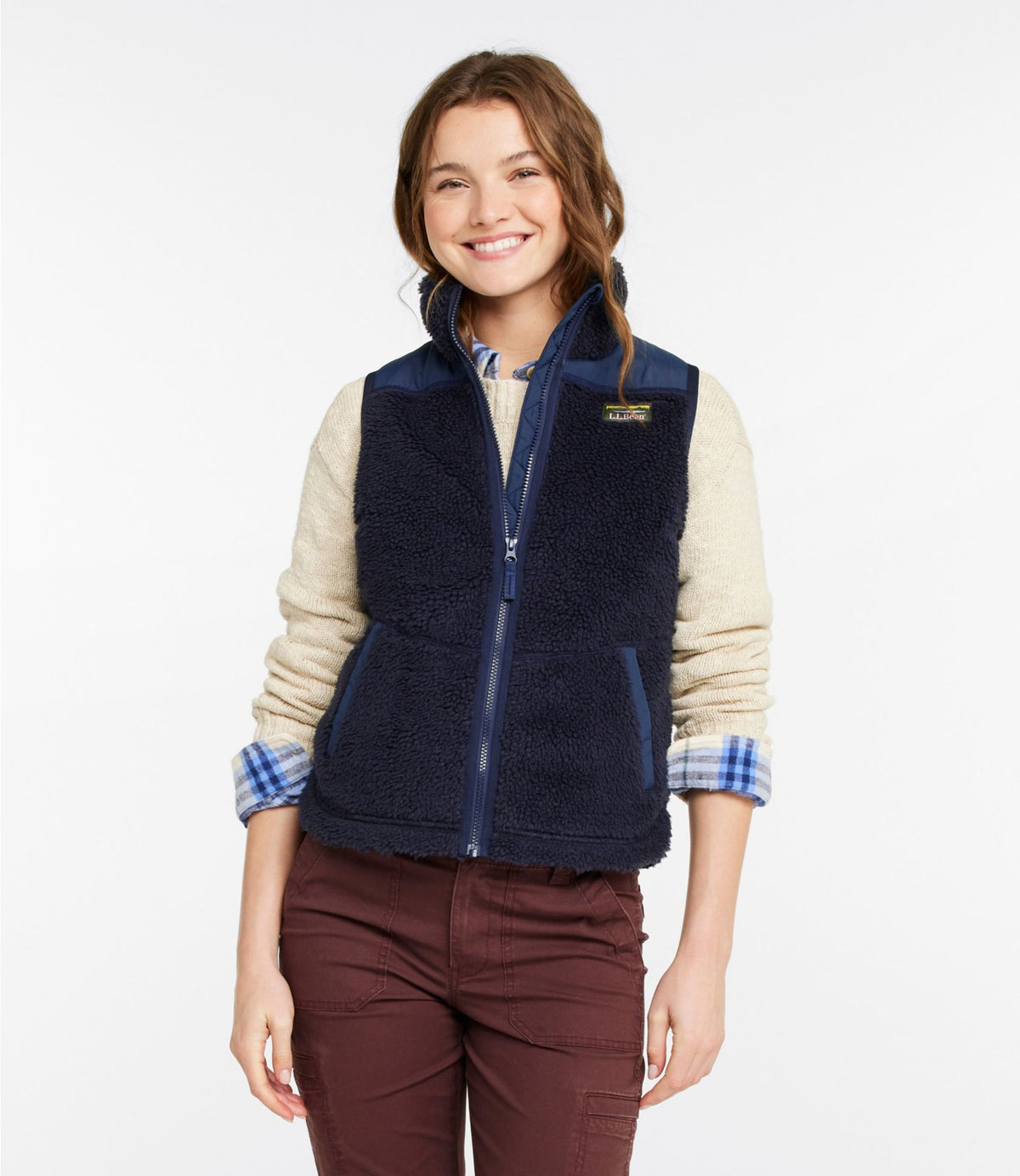 L.L.Bean Women's Bean's Sherpa Fleece Vest Classic Navy