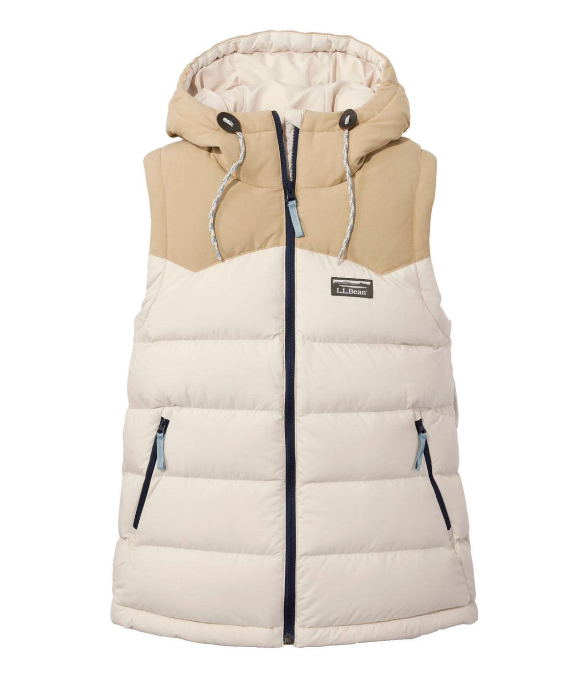 L.L.Bean Women's Mountain Classic Hooded Down Vest Shore/Sandstone