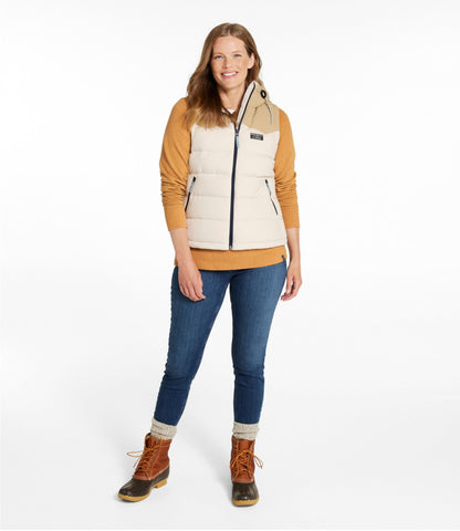 L.L.Bean Women's Mountain Classic Hooded Down Vest Shore/Sandstone