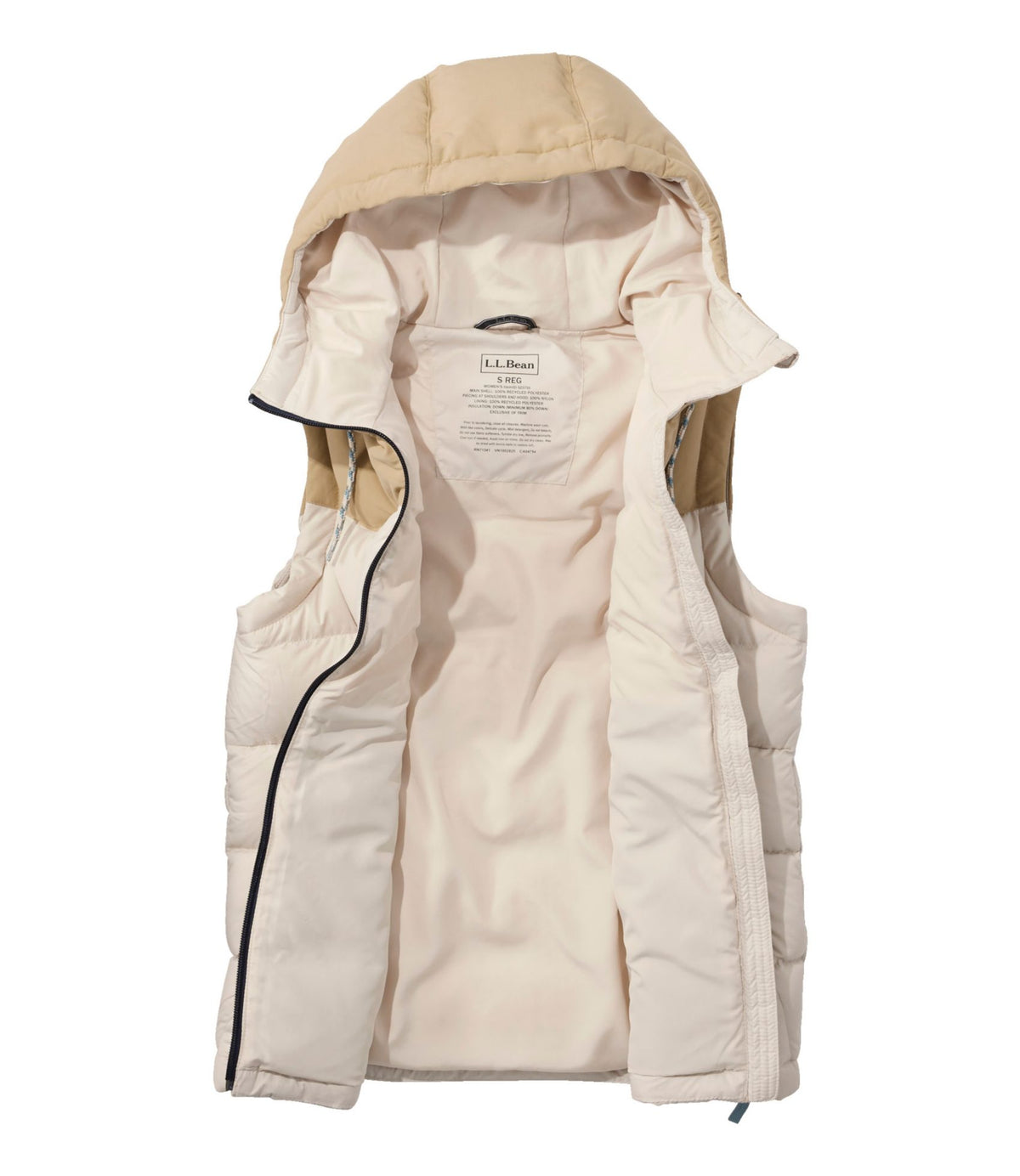 L.L.Bean Women's Mountain Classic Hooded Down Vest Shore/Sandstone
