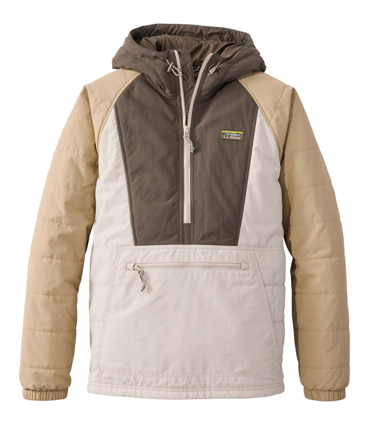 L.L.Bean Men's Mountain Classic Insulated Anorak, Colorblock Dark Cinder/Silver Sand
