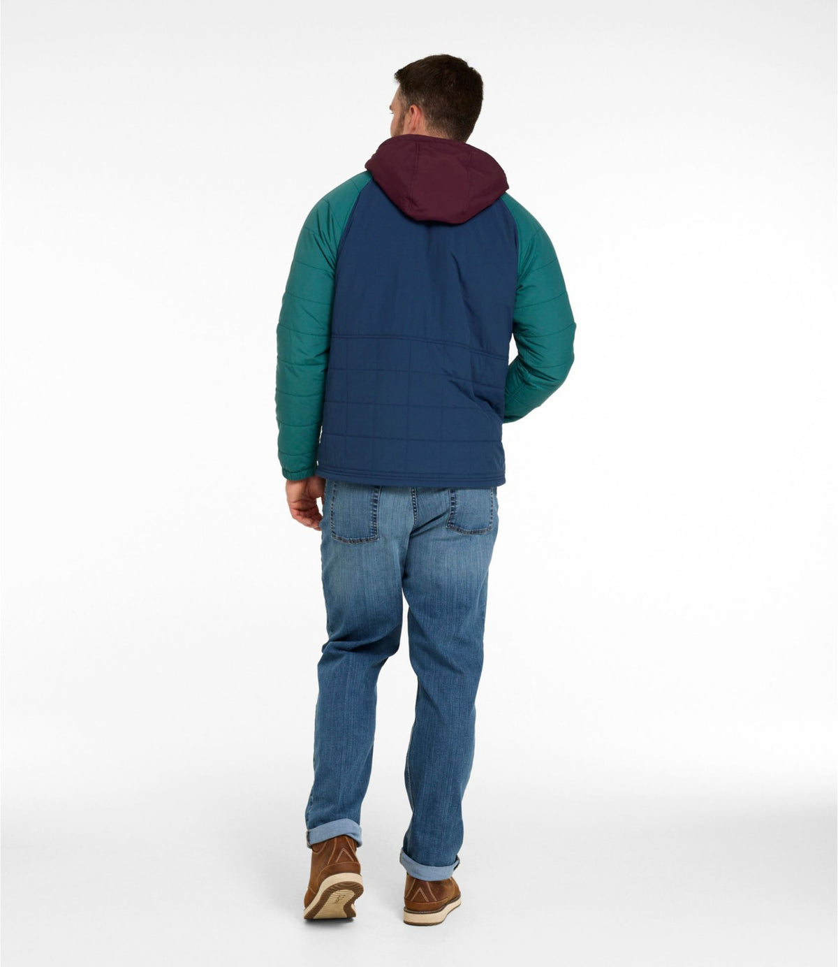 L.L.Bean Men's Mountain Classic Insulated Anorak, Colorblock Dark Cinder/Silver Sand