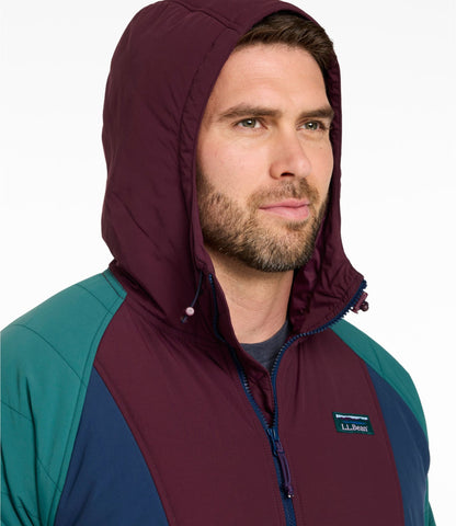 L.L.Bean Men's Mountain Classic Insulated Anorak, Colorblock Dark Cinder/Silver Sand