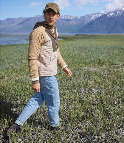 L.L.Bean Men's Mountain Classic Insulated Anorak, Colorblock Dark Cinder/Silver Sand