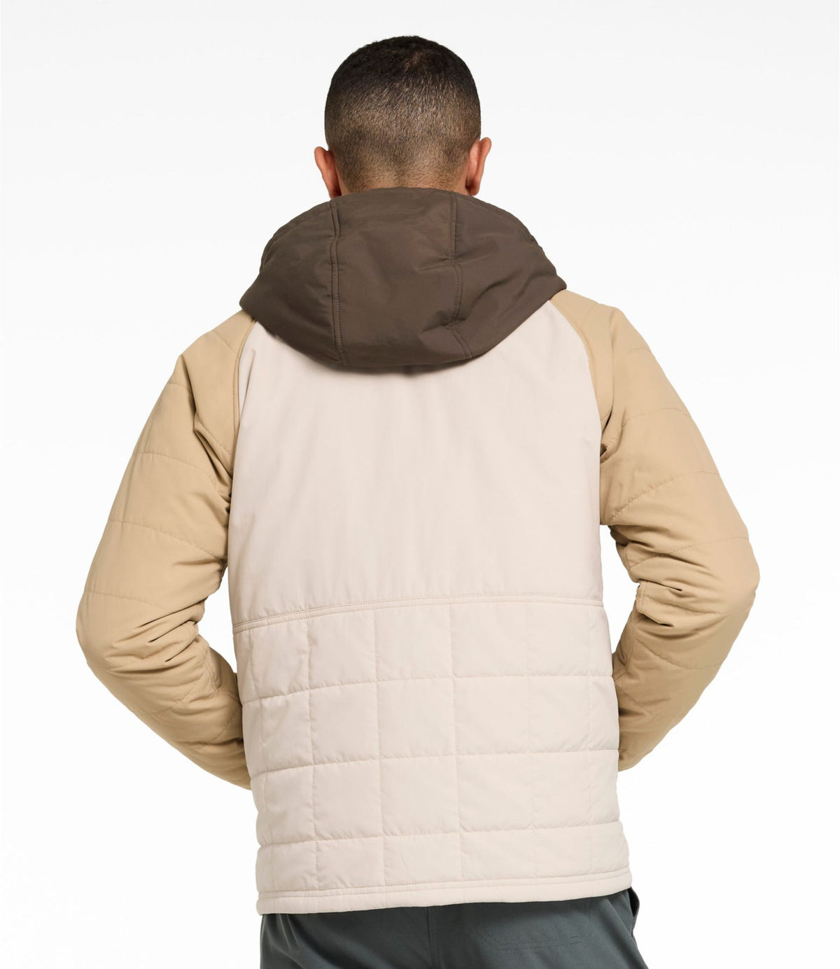L.L.Bean Men's Mountain Classic Insulated Anorak, Colorblock Dark Cinder/Silver Sand